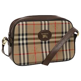 Autre Marque-Burberrys Nova Check Shoulder Bag Canvas Beige Brown Auth ep6339-Brown,Beige