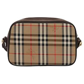 Autre Marque-Burberrys Nova Check Shoulder Bag Canvas Beige Brown Auth ep6339-Brown,Beige