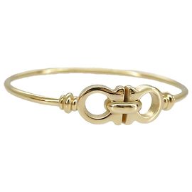 Salvatore Ferragamo Gancini Bangle metal Gold Auth am7166 Golden