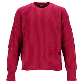 Pull ras du cou en laine rouge déchiré Dsquared2 Rouge
