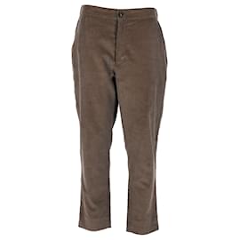 Ami-Ami Paris High-Rise Cropped Trousers in Brown Corduroy-Brown