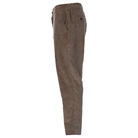 Ami-Ami Paris High-Rise Cropped Trousers in Brown Corduroy-Brown