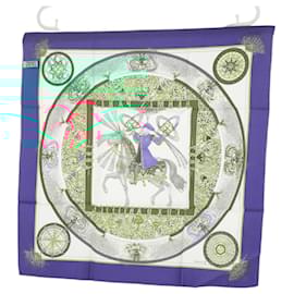 Hermès-HERMES Carre 40 Scarf ""FEUX D ARTIFICE"" Silk White Blue Auth 97383-White,Blue