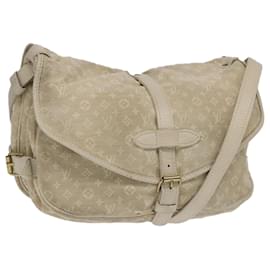 Louis Vuitton-LOUIS VUITTON Monogram Mini Lin Saumur PM Shoulder Bag Ivory M95314 Auth kk368-Other,Cream