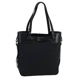 Gucci-GUCCI GG Canvas Tote Bag Black Silver 107757 Auth ki5048-Black,Silvery