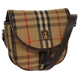 Autre Marque-Burberrys Nova Check Shoulder Bag Canvas Beige Auth 96519-Beige
