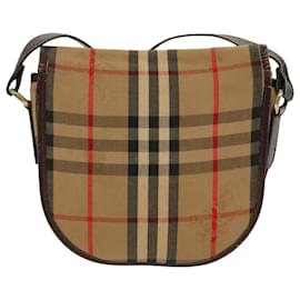 Autre Marque-Burberrys Nova Check Shoulder Bag Canvas Beige Auth 96519-Beige