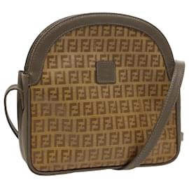 Fendi-FENDI Zucchino Canvas Shoulder Bag Beige Auth 98714-Beige