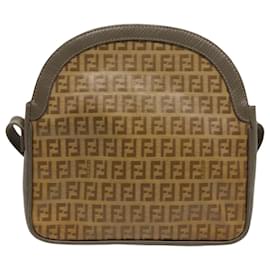 Fendi-FENDI Zucchino Canvas Shoulder Bag Beige Auth 98714-Beige