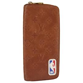 Louis Vuitton-LOUIS VUITTON Empreinte Zippy Wallet Vertical NBA Wallet Brown N60019 Auth 98593-Brown
