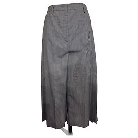 Prada Houndstooth Wool Culotte Skirt Grey Grey