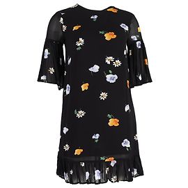 Ganni Lorita Mini Kleid aus schwarzer Viskose Schwarz