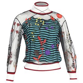 Fendi Mesh Embroidered Blouse in Multicolor Nylon Multiple colors