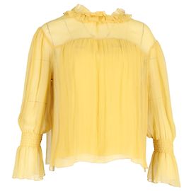Shirred Georgette-Bluse von See by Chloé aus gelser Seide Gelb