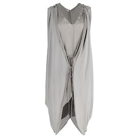 Robe midi drapée Lanvin en lin gris Gris