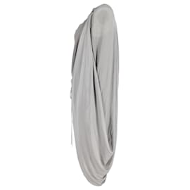 Lanvin-Lanvin Draped Midi Dress in Grey Linen-Grey