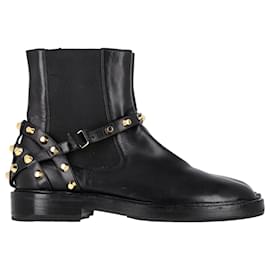 Balenciaga- Balenciaga Studded Biker Ankle Boots in Black Leather-Black