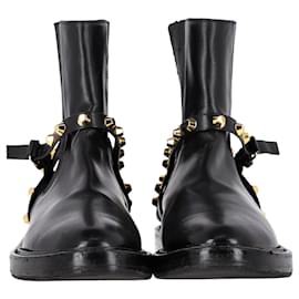 Balenciaga- Balenciaga Studded Biker Ankle Boots in Black Leather-Black