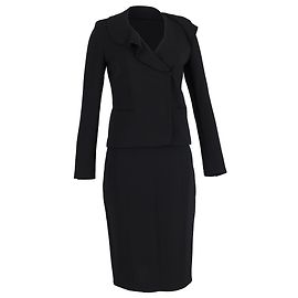 Conjunto de blazer com gola xale e saia lápis midi Max Mara em lã preta Preto