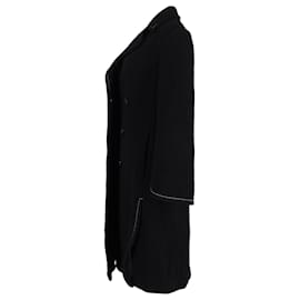 Max Mara- Max Mara Visible Stitch Double -Breasted Coat in Black Wool-Black