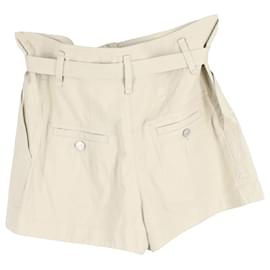 Isabel Marant-Isabel Marant Étoile Parana Belted Shorts in White Cotton-Linen -White,Cream