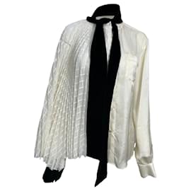 Sacai-Sacai Bow Detail Blouse in White Polyester-White,Cream