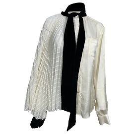 Sacai Bluse mit Schleifendetail aus weißem Polyester Weiß Roh