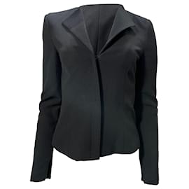 Roland Mouret- Roland Mouret Collared Hidden Closure Blazer in Black Wool-Black