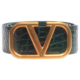 Valentino Emerald green VLogo croc belt Green