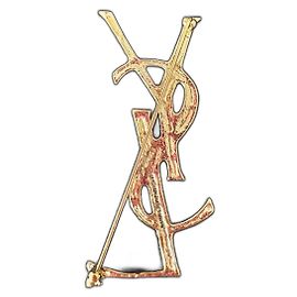 Broche Yves Saint Laurent Dorée Effet Croco Bijouterie dorée
