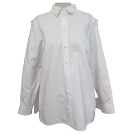 Gucci-NEW GUCCI SHIRT 785794 IN THICK COTTON POPLIN SIZE 44 L LOGO COLLAR SHIRT-White