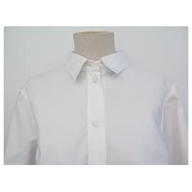 Gucci-NEW GUCCI SHIRT 785794 IN THICK COTTON POPLIN SIZE 44 L LOGO COLLAR SHIRT-White
