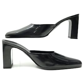 Balenciaga-NINE BALENCIAGA WAVLO 550998 HEEL MULES SIZE 41.5 IN BLACK LEATHER-Black