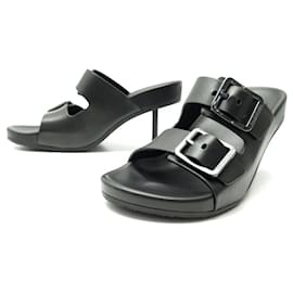 Balenciaga-NEW BALENCIAGA MALLORCA 656621 HEEL SANDALS 40 BLACK LEATHER-Black