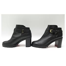 Christian Louboutin-NINE CHRISTIAN LOUBOUTIN COMMUNA 40 LEATHER COMBAT BOOTS-Black