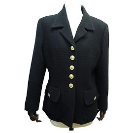 Céline CELINE THOIRETTE JACKENKNÖPFE TRIOMPHE 42 44 L AUS SCHWARZEM WOLLE Schwarz