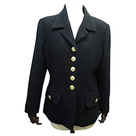 Céline-CELINE THOIRETTE JACKET BUTTONS TRIOMPHE 42 44 L IN BLACK WOOL-Black