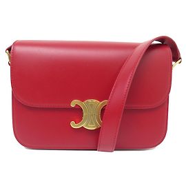 Céline NEW CELINE TRIOMPHE 187363BF4 RED LEATHER SHOULDER BAG Red