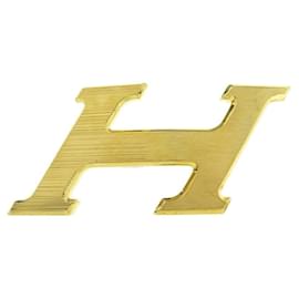 Hermès-NEW HERMES H SPEED 32MM BRUSHED GOLD METAL BELT BUCKLE-Golden