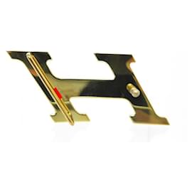Hermès-NEW HERMES H SPEED 32MM BRUSHED GOLD METAL BELT BUCKLE-Golden