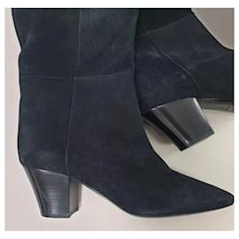 Saint Laurent-Saint Laurent Black Suede Boots Sz.38-Black