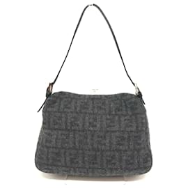 Fendi-Fendi Wool Mamma Baguette Shoulder Bag-Grey