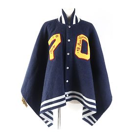 Kenzo Wool Nylon Large Cape Poncho Navy Other