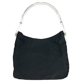 Prada-Prada Tessuto Nylon Triangle Logo Shoulder Bag-Black