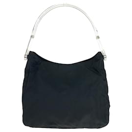 Prada-Prada Tessuto Nylon Triangle Logo Shoulder Bag-Black