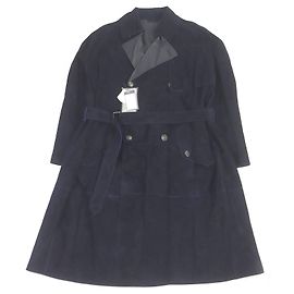 Giorgio Armani Lamb Leather Suede Trench Coat Navy blue