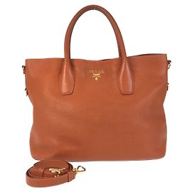 Prada Vitello Daino Leather Tote Bag Brown