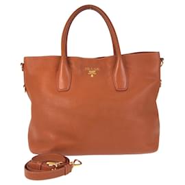 Prada-Prada Vitello Daino Leather Tote Bag-Brown