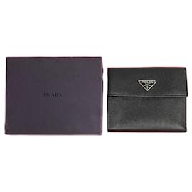Prada-Prada Saffiano Leather Bifold Wallet Black-Black