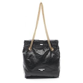 Balenciaga-Balenciaga Crush Small Leather Tote Bag-Black